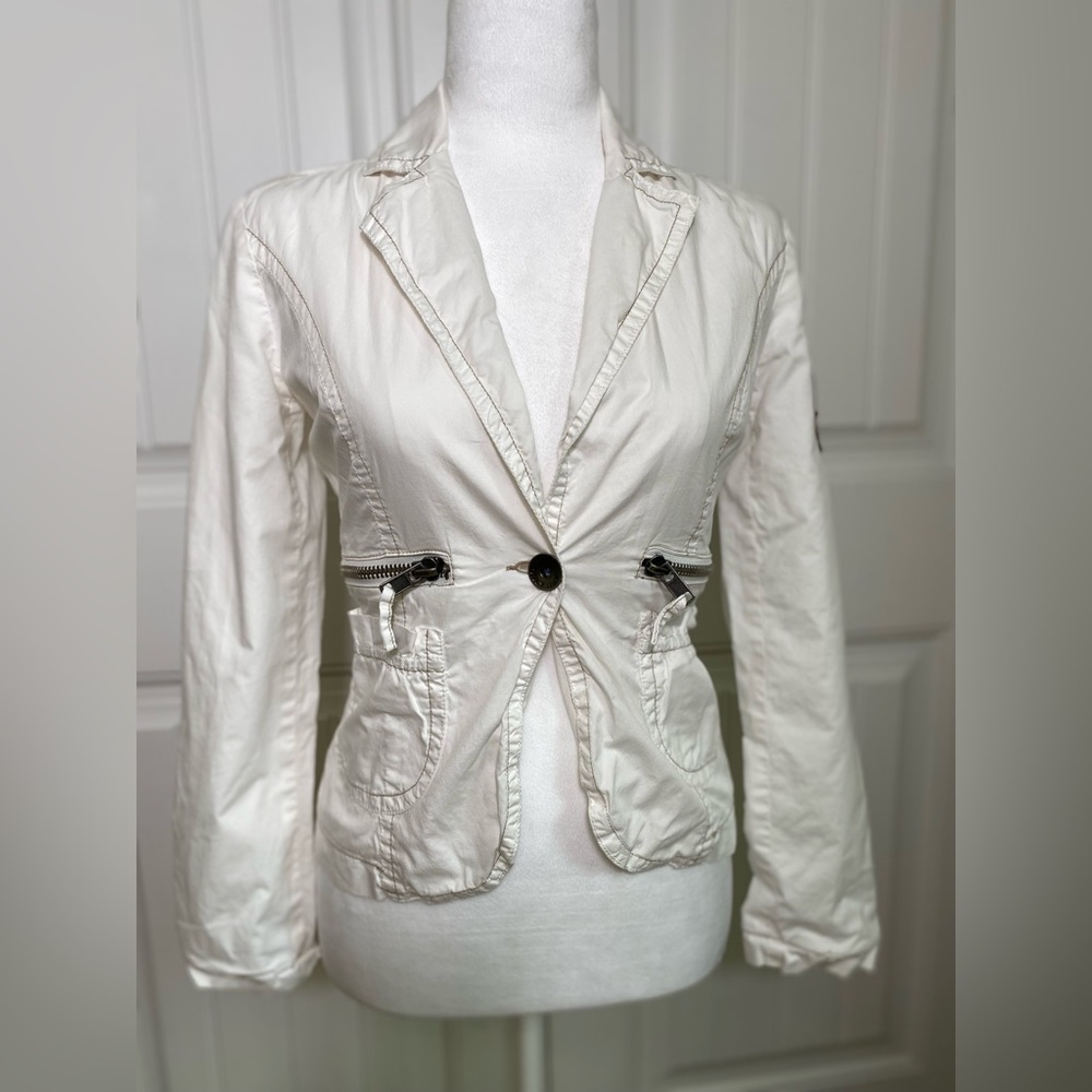 Womens white lined crop long sleeve lightweight lined jacket size XS/Small